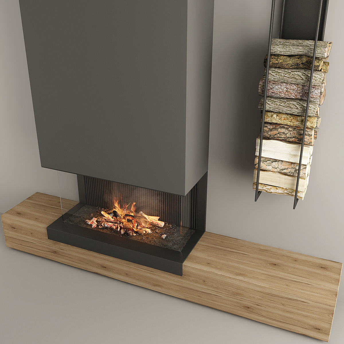 Fireplace modern 3 3D model_5