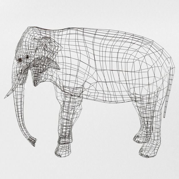 Elephant Low-poly 3D model_6