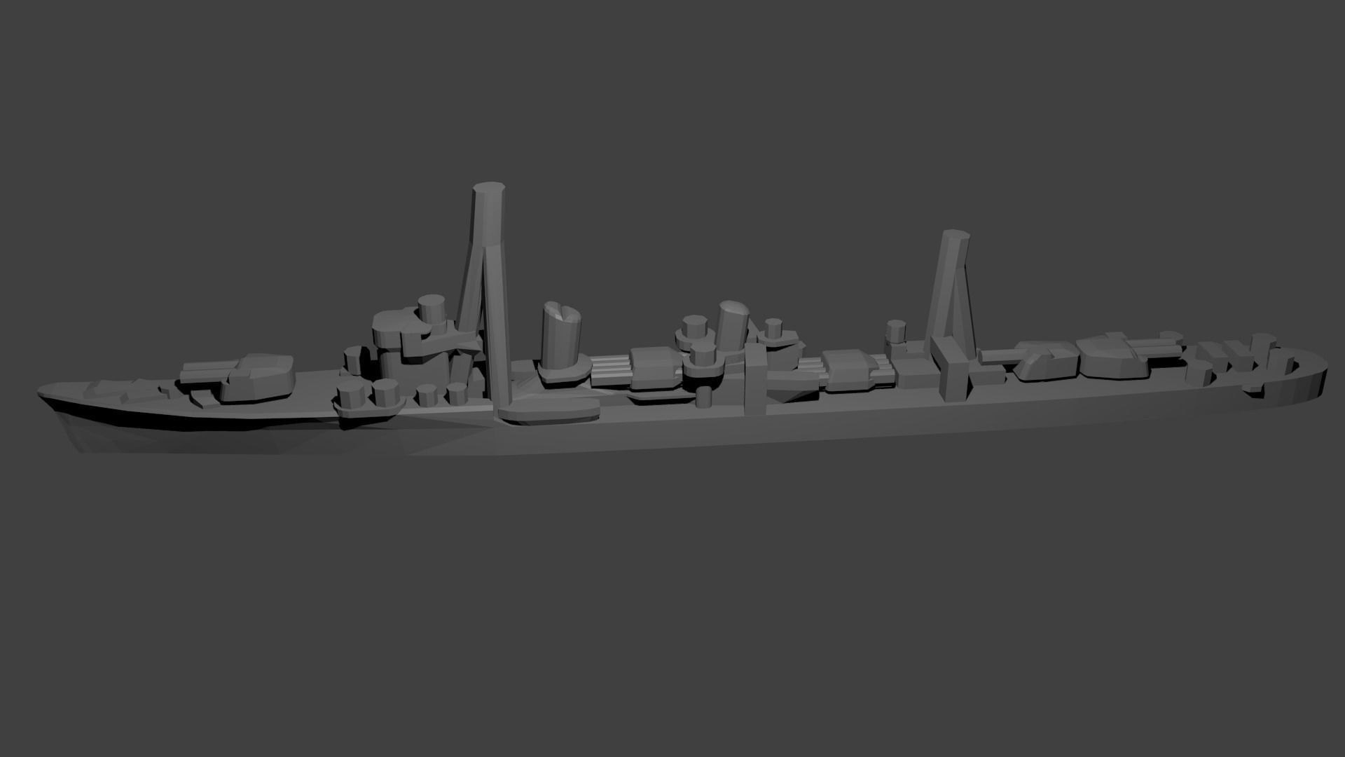 Japanese Shiratsuyu Class Destroyer Warship 3D print model_2