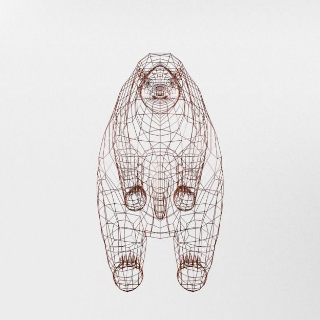 Grizzly bear Low-poly 3D model_4