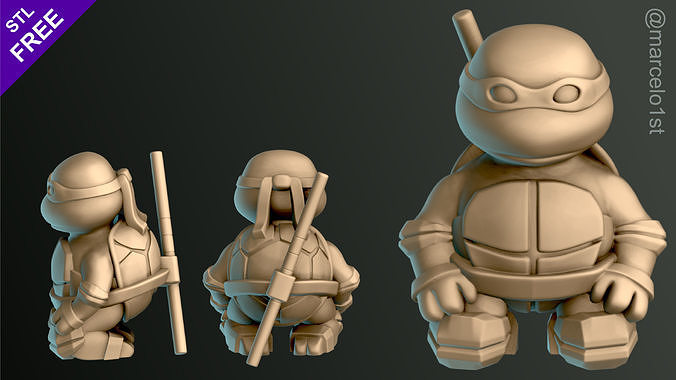 Little Turtle Warrior - Bo Staff Free 3D print model