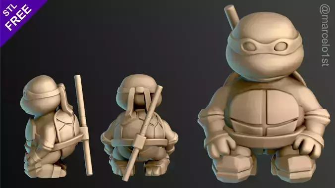 Little Turtle Warrior - Bo Staff Free 3D print model