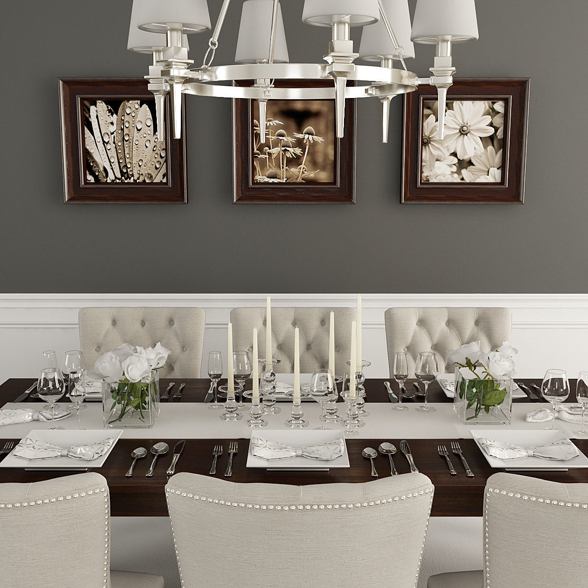 Table Chairs Laying 3D model_1