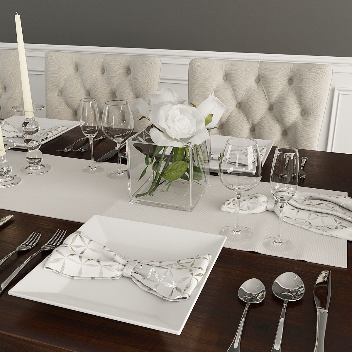 Table Chairs Laying 3D model_6