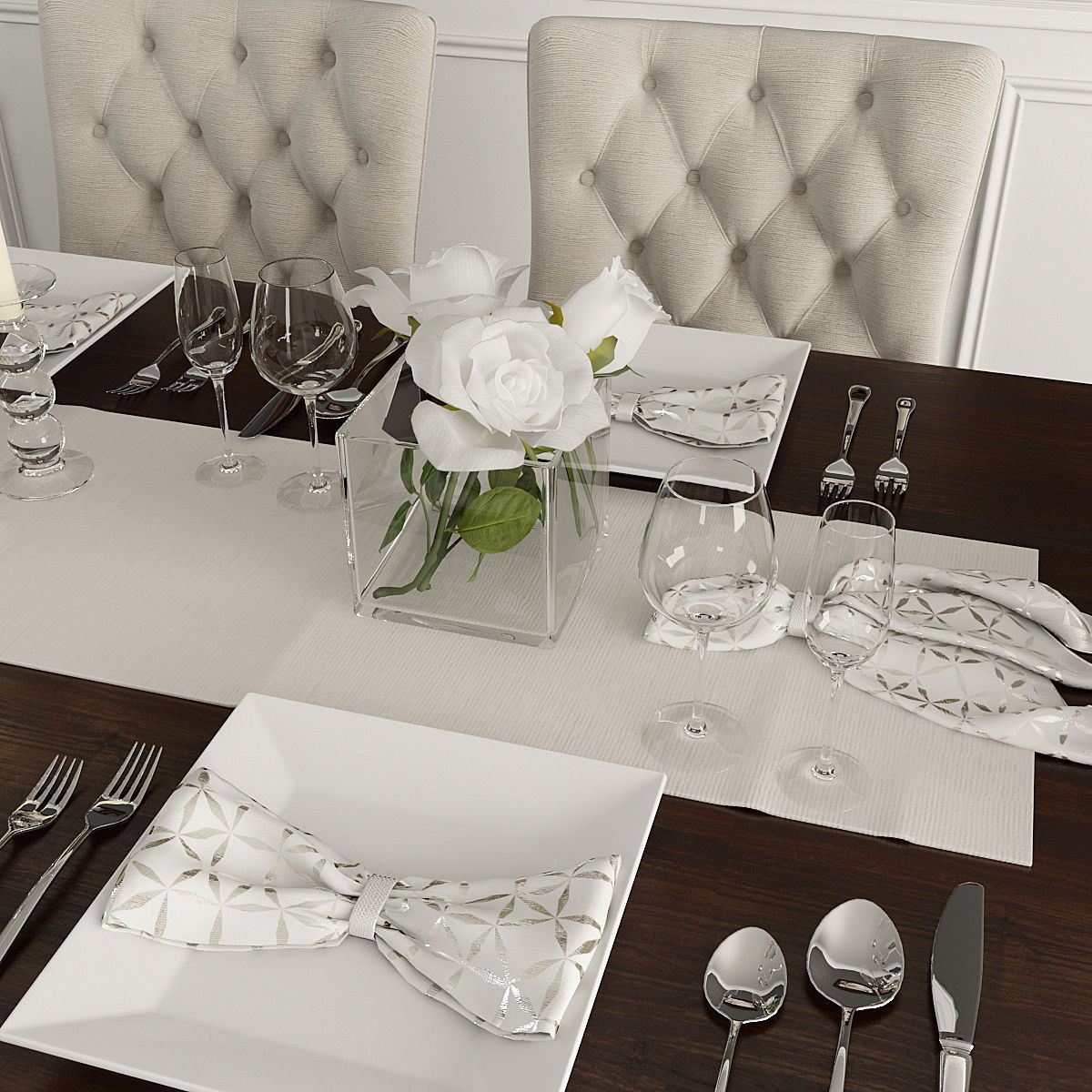 Table Chairs Laying 3D model_4