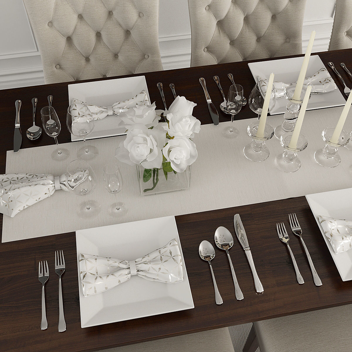 Table Chairs Laying 3D model_7