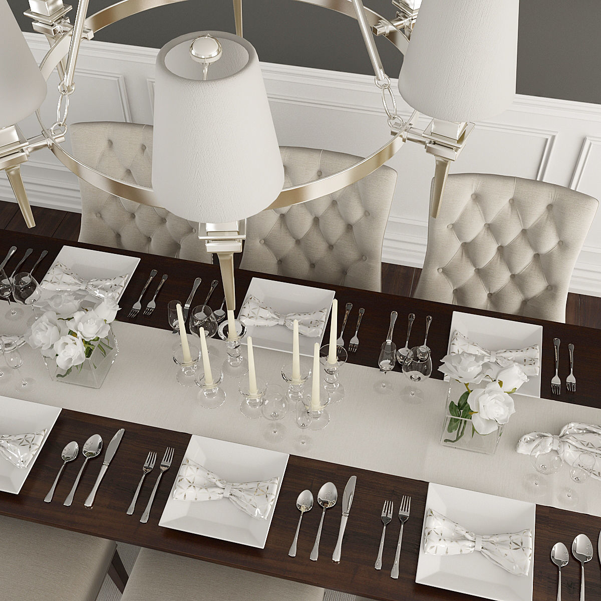 Table Chairs Laying 3D model_3