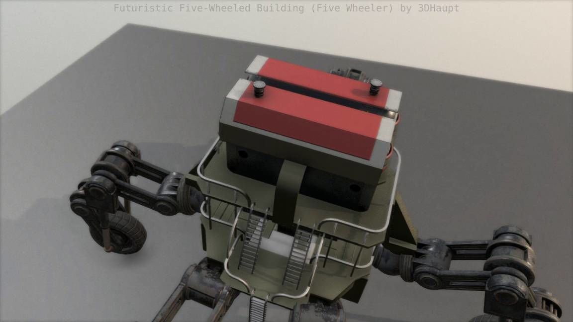 Futuristic Five-Wheeled Building - Five Wheeler - Free Download Free low-poly 3D model_33