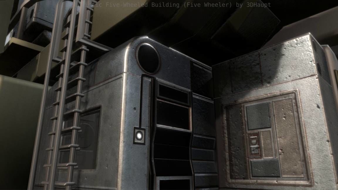 Futuristic Five-Wheeled Building - Five Wheeler - Free Download Free low-poly 3D model_27