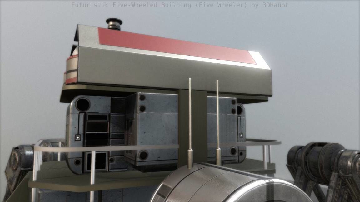 Futuristic Five-Wheeled Building - Five Wheeler - Free Download Free low-poly 3D model_52
