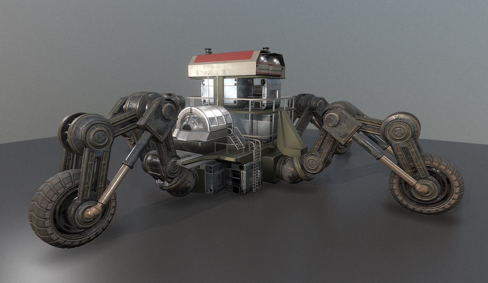 Futuristic Five-Wheeled Building - Five Wheeler - Free Download Free low-poly 3D model_4