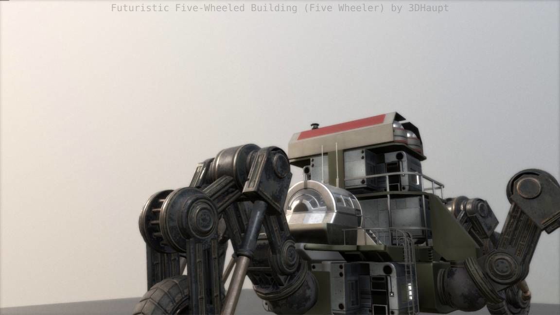 Futuristic Five-Wheeled Building - Five Wheeler - Free Download Free low-poly 3D model_31