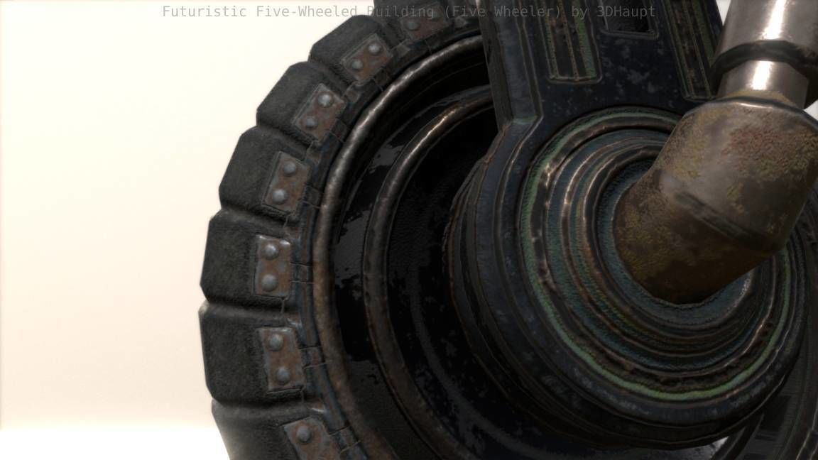 Futuristic Five-Wheeled Building - Five Wheeler - Free Download Free low-poly 3D model_39