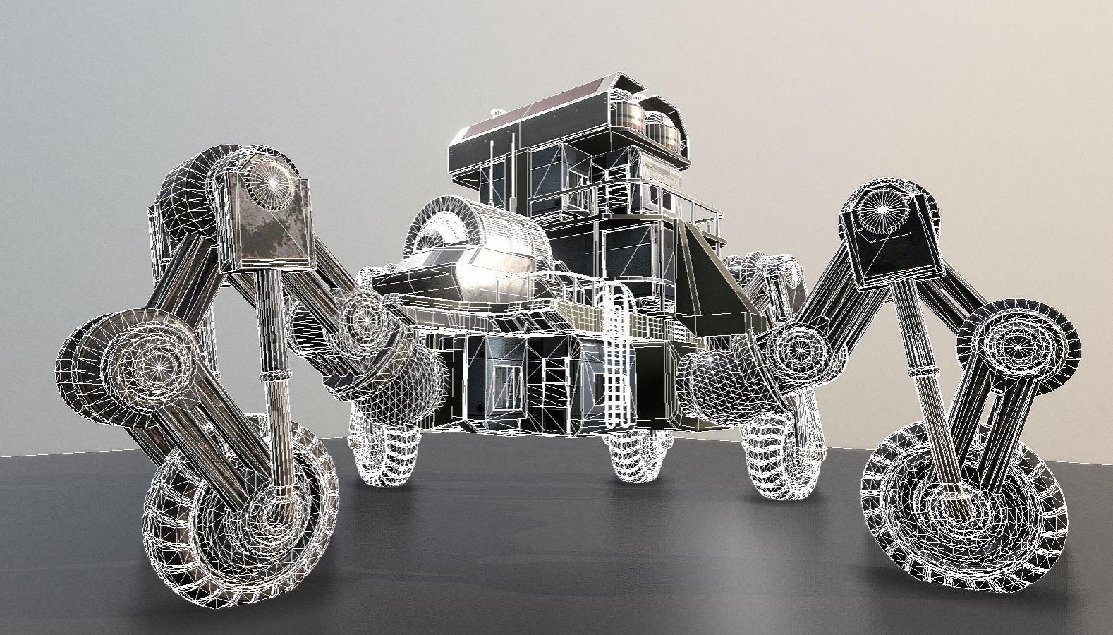 Futuristic Five-Wheeled Building - Five Wheeler - Free Download Free low-poly 3D model_13