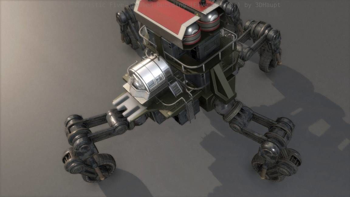 Futuristic Five-Wheeled Building - Five Wheeler - Free Download Free low-poly 3D model_34
