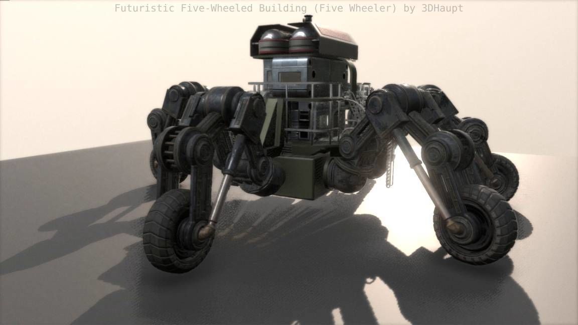 Futuristic Five-Wheeled Building - Five Wheeler - Free Download Free low-poly 3D model_47