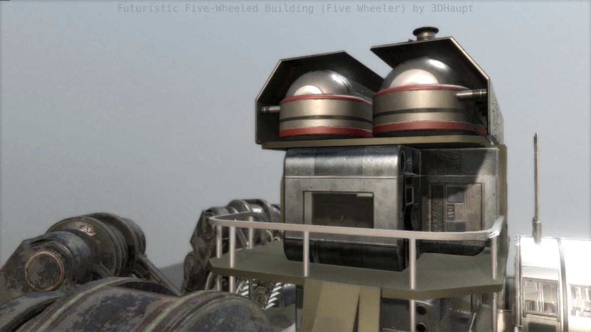 Futuristic Five-Wheeled Building - Five Wheeler - Free Download Free low-poly 3D model_50