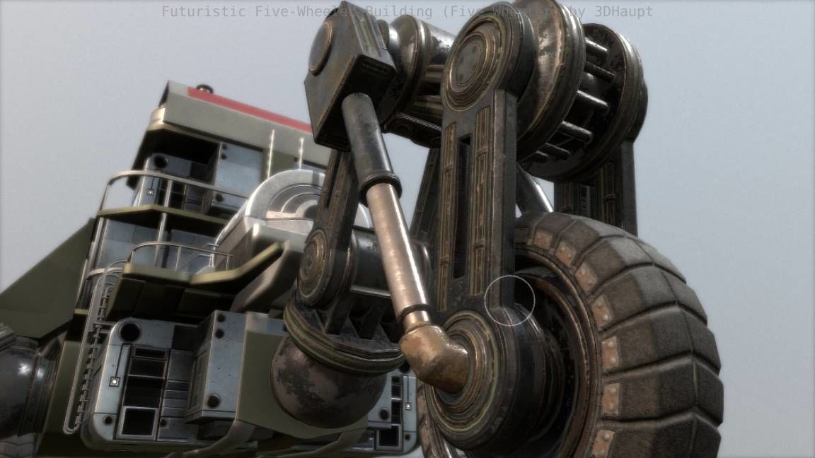 Futuristic Five-Wheeled Building - Five Wheeler - Free Download Free low-poly 3D model_22