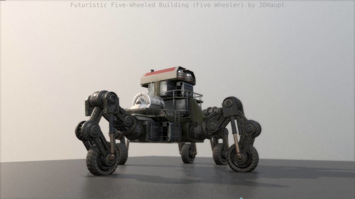 Futuristic Five-Wheeled Building - Five Wheeler - Free Download Free low-poly 3D model_19