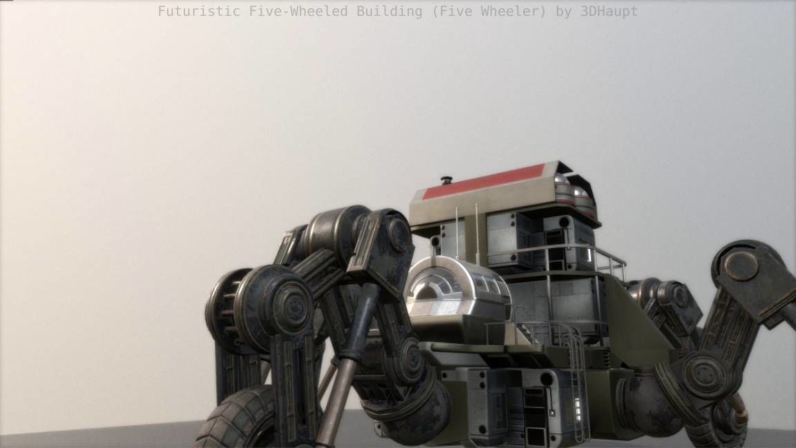 Futuristic Five-Wheeled Building - Five Wheeler - Free Download Free low-poly 3D model_35