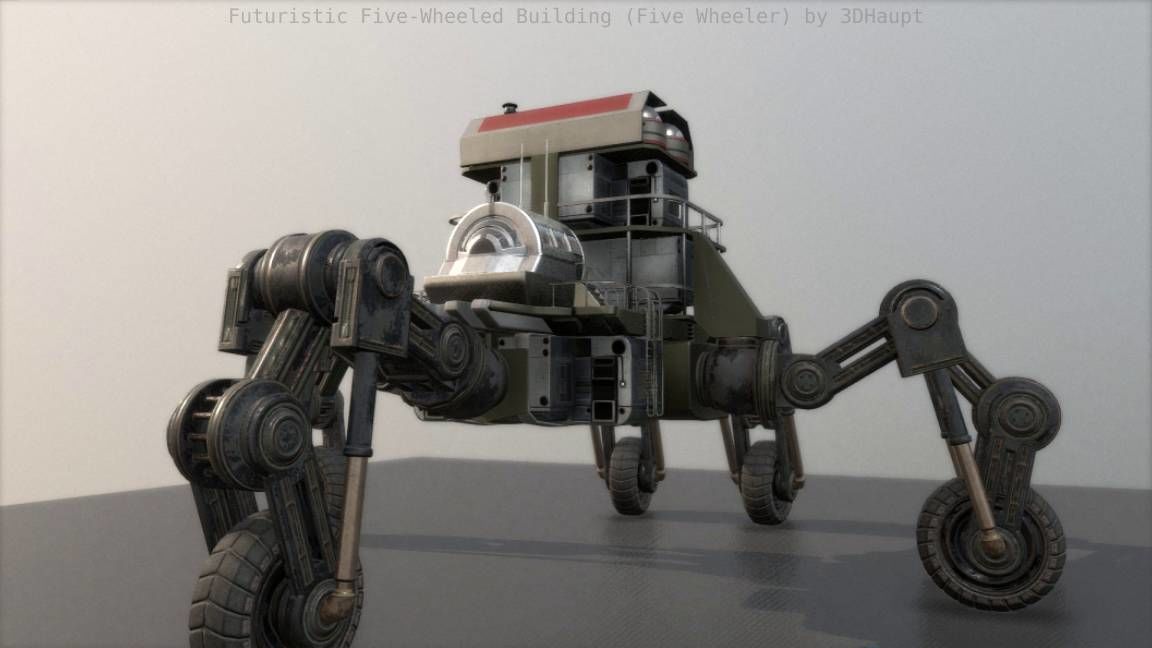Futuristic Five-Wheeled Building - Five Wheeler - Free Download Free low-poly 3D model_30