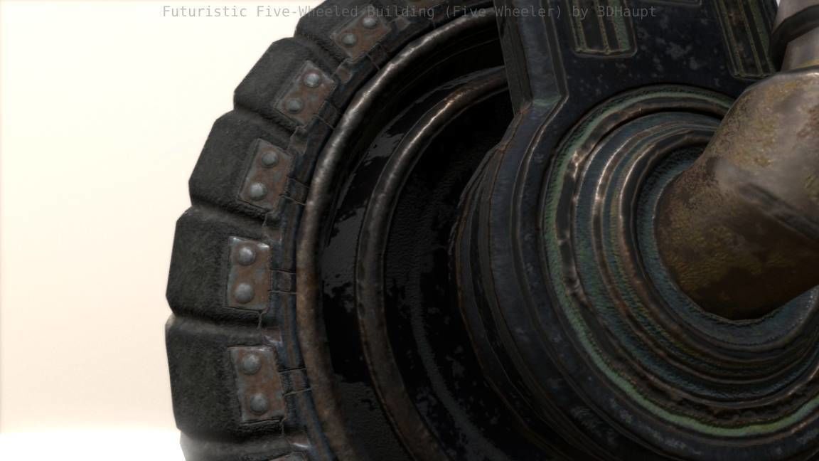 Futuristic Five-Wheeled Building - Five Wheeler - Free Download Free low-poly 3D model_38