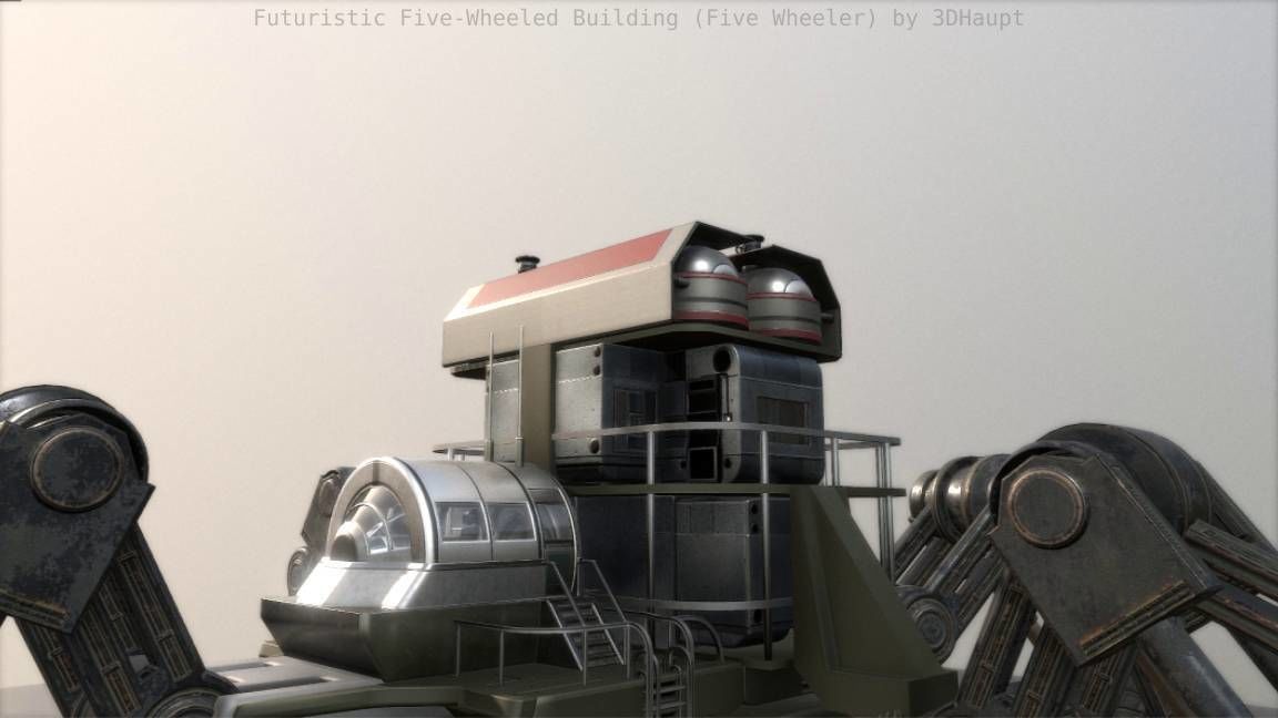 Futuristic Five-Wheeled Building - Five Wheeler - Free Download Free low-poly 3D model_53