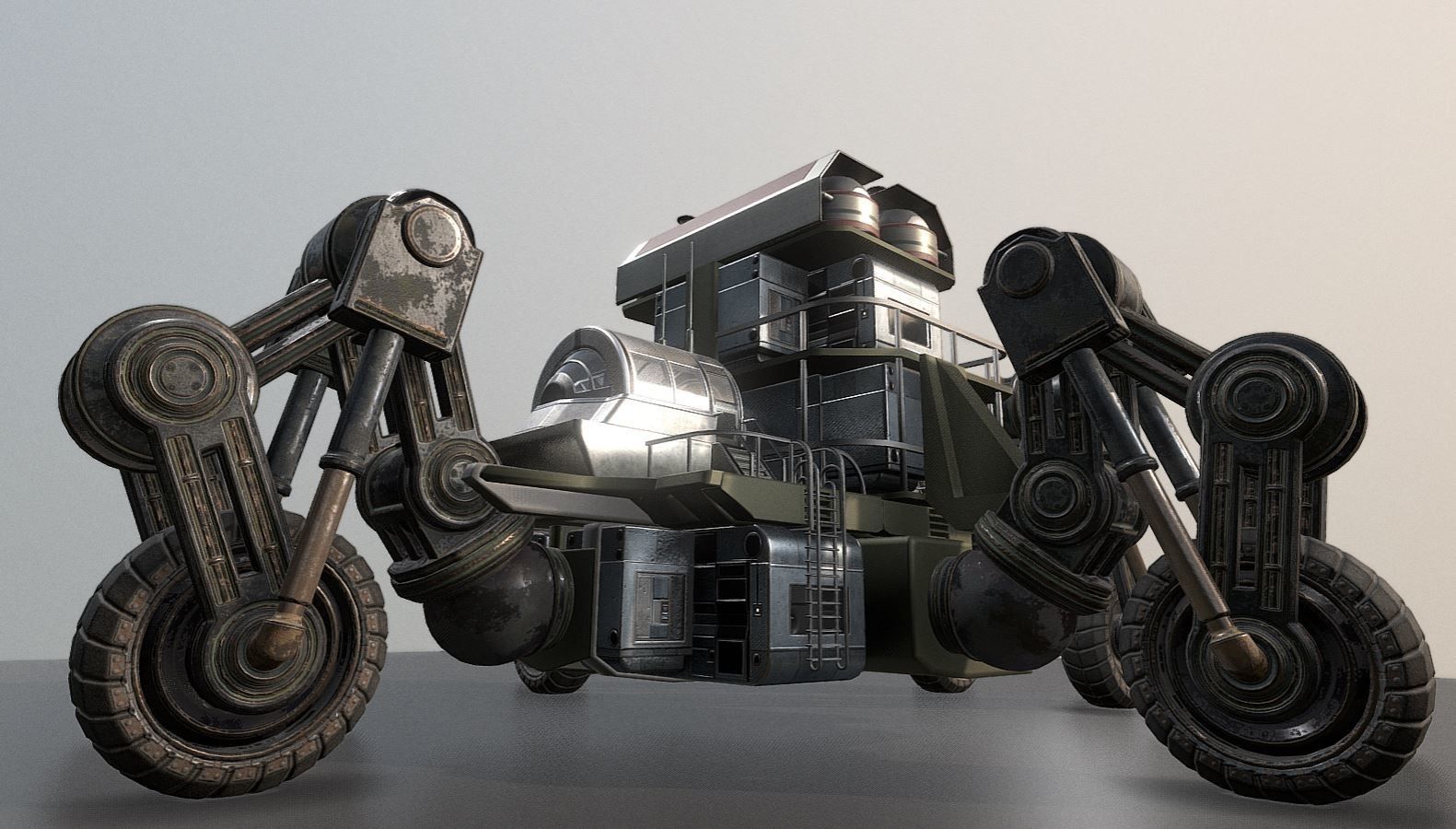 Futuristic Five-Wheeled Building - Five Wheeler - Free Download Free low-poly 3D model_10