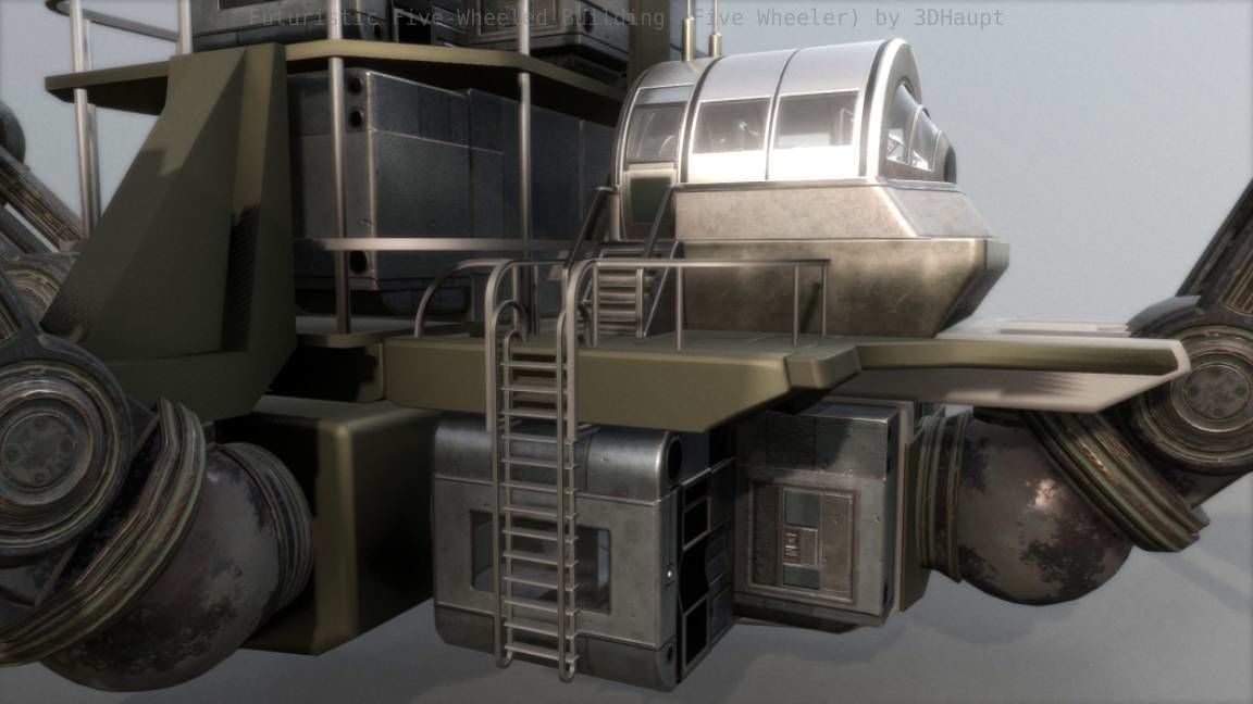 Futuristic Five-Wheeled Building - Five Wheeler - Free Download Free low-poly 3D model_43