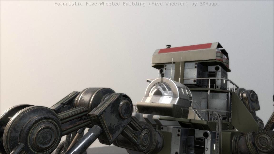 Futuristic Five-Wheeled Building - Five Wheeler - Free Download Free low-poly 3D model_16