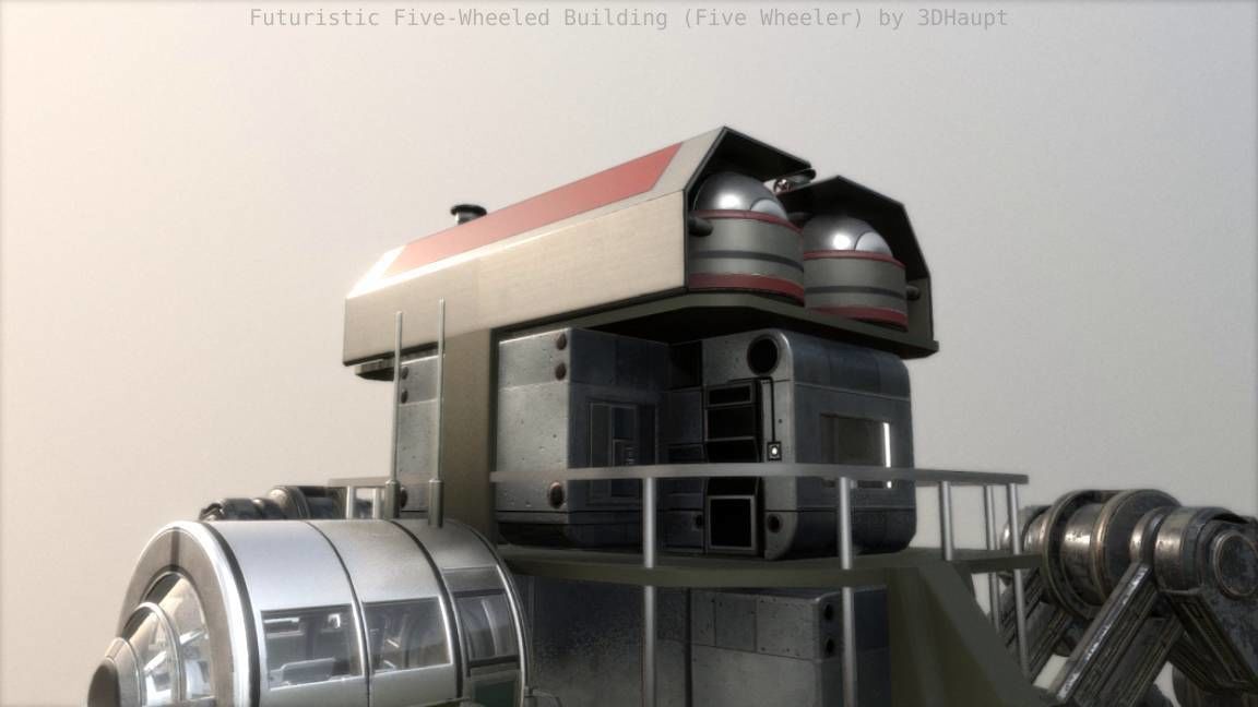 Futuristic Five-Wheeled Building - Five Wheeler - Free Download Free low-poly 3D model_51