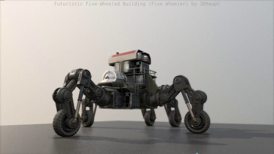 Futuristic Five-Wheeled Building - Five Wheeler - Free Download Free low-poly 3D model_29