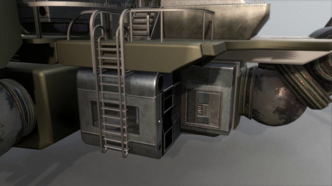 Futuristic Five-Wheeled Building - Five Wheeler - Free Download Free low-poly 3D model_25