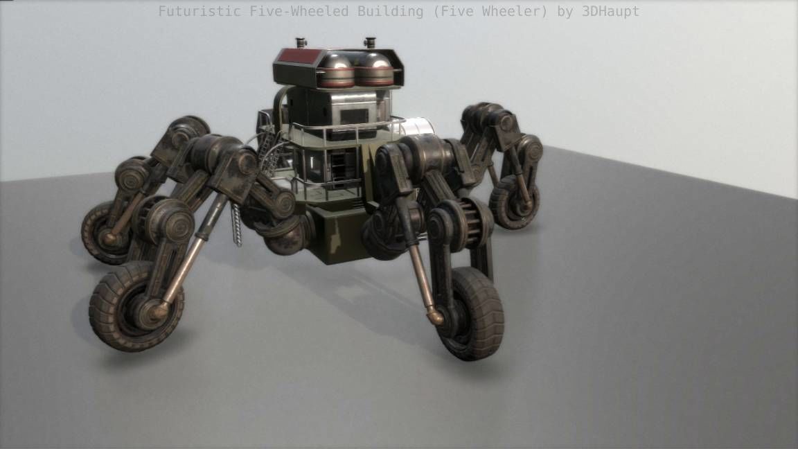 Futuristic Five-Wheeled Building - Five Wheeler - Free Download Free low-poly 3D model_48