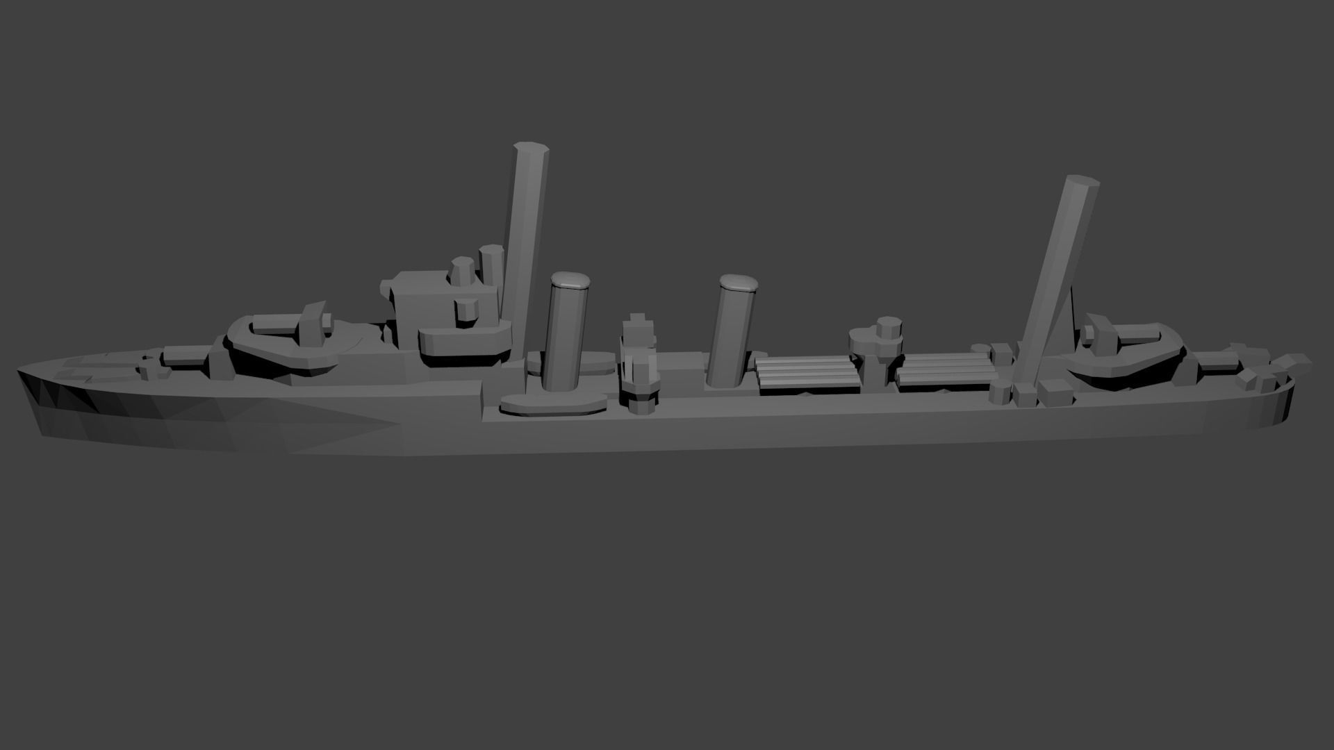British G Class Destroyer Warship 3D print model_2