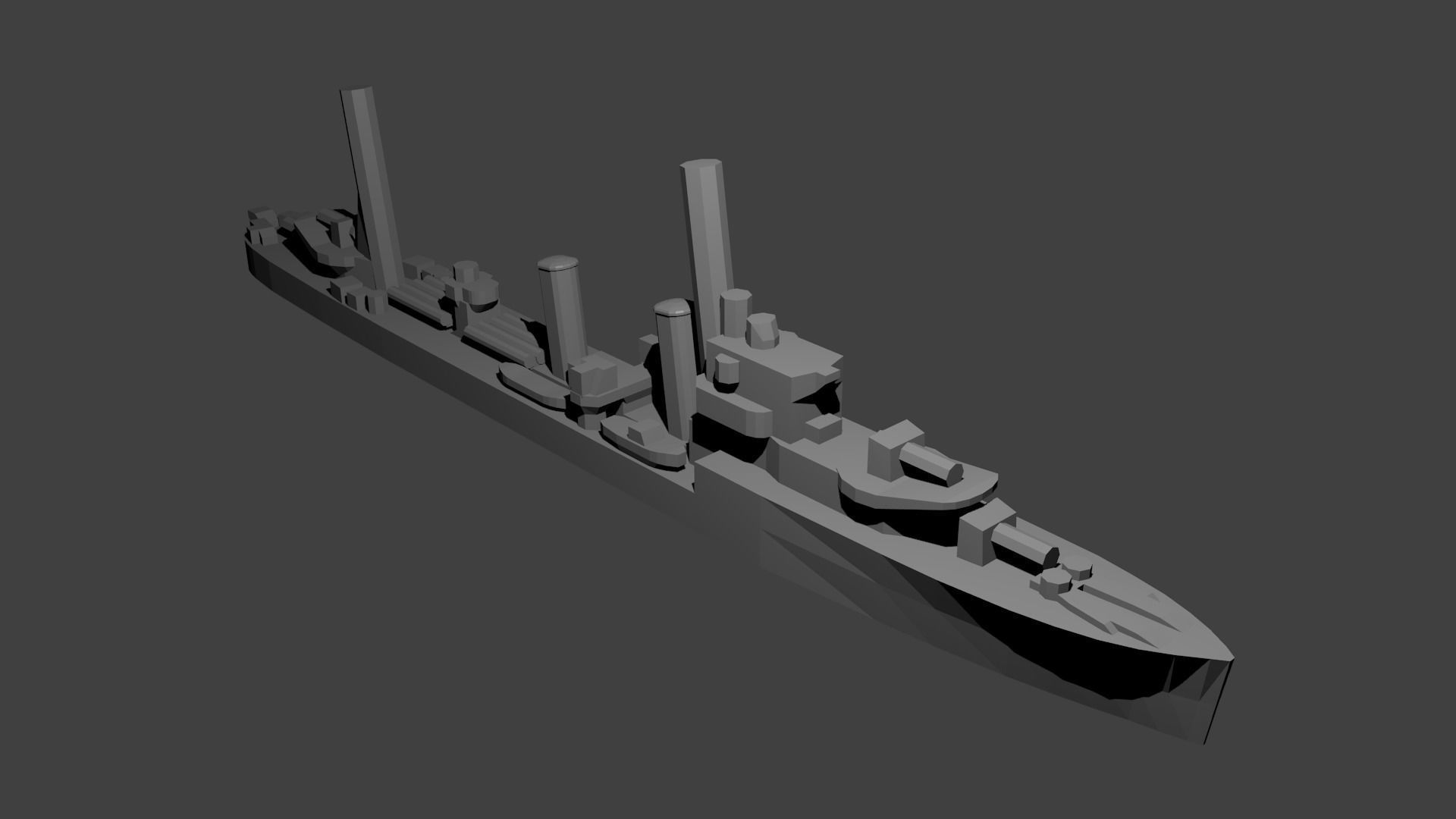 British G Class Destroyer Warship 3D print model_1