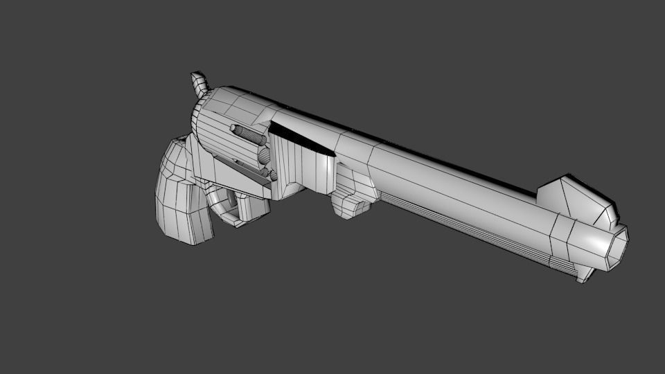 Revolver Low-poly 3D model_4