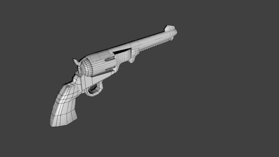 Revolver Low-poly 3D model_3