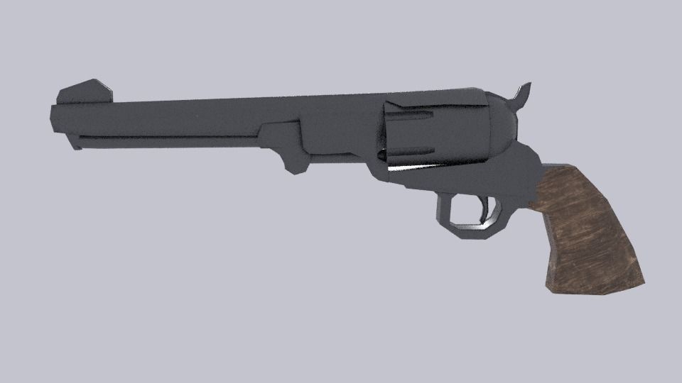 Revolver Low-poly 3D model_2