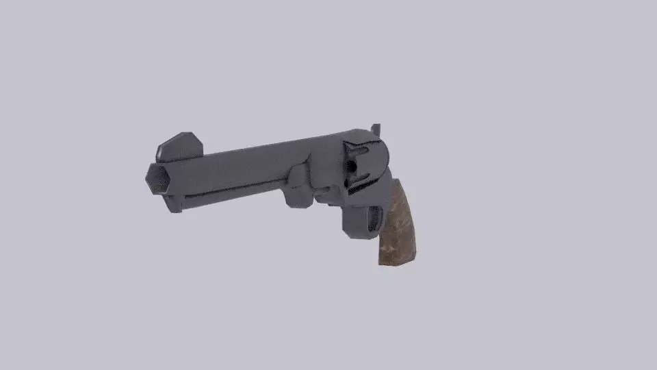 Revolver Low-poly 3D model_0