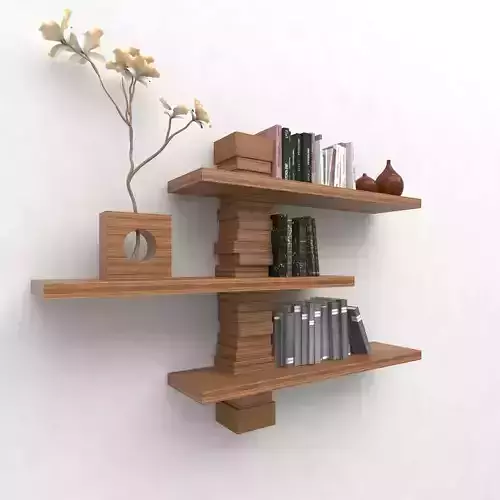 Modern Wall Bookshelf Free 3D model