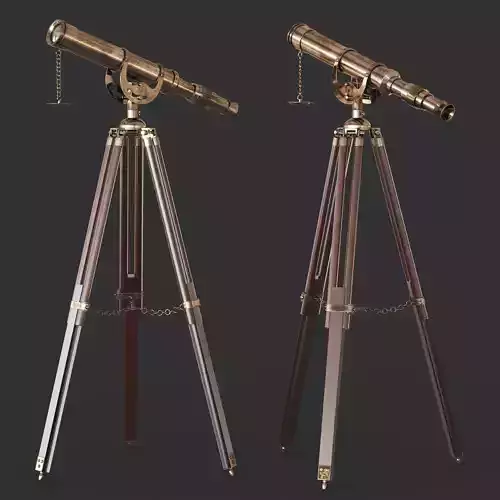 Vintage Antique Tripod Telescope 3D model