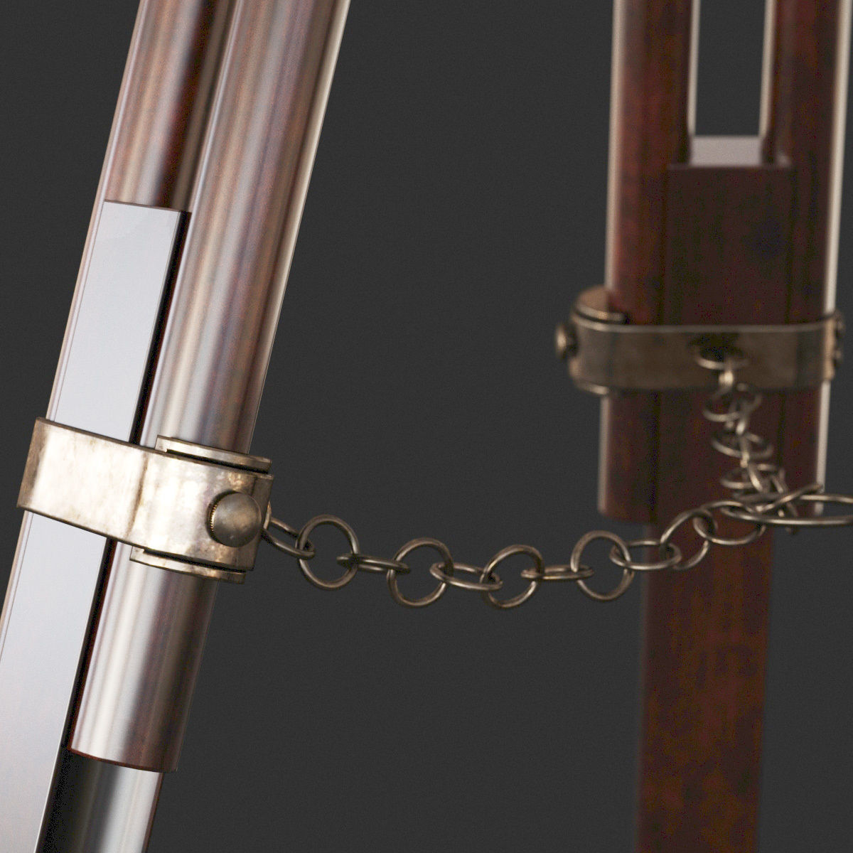 Vintage Antique Tripod Telescope 3D model_3