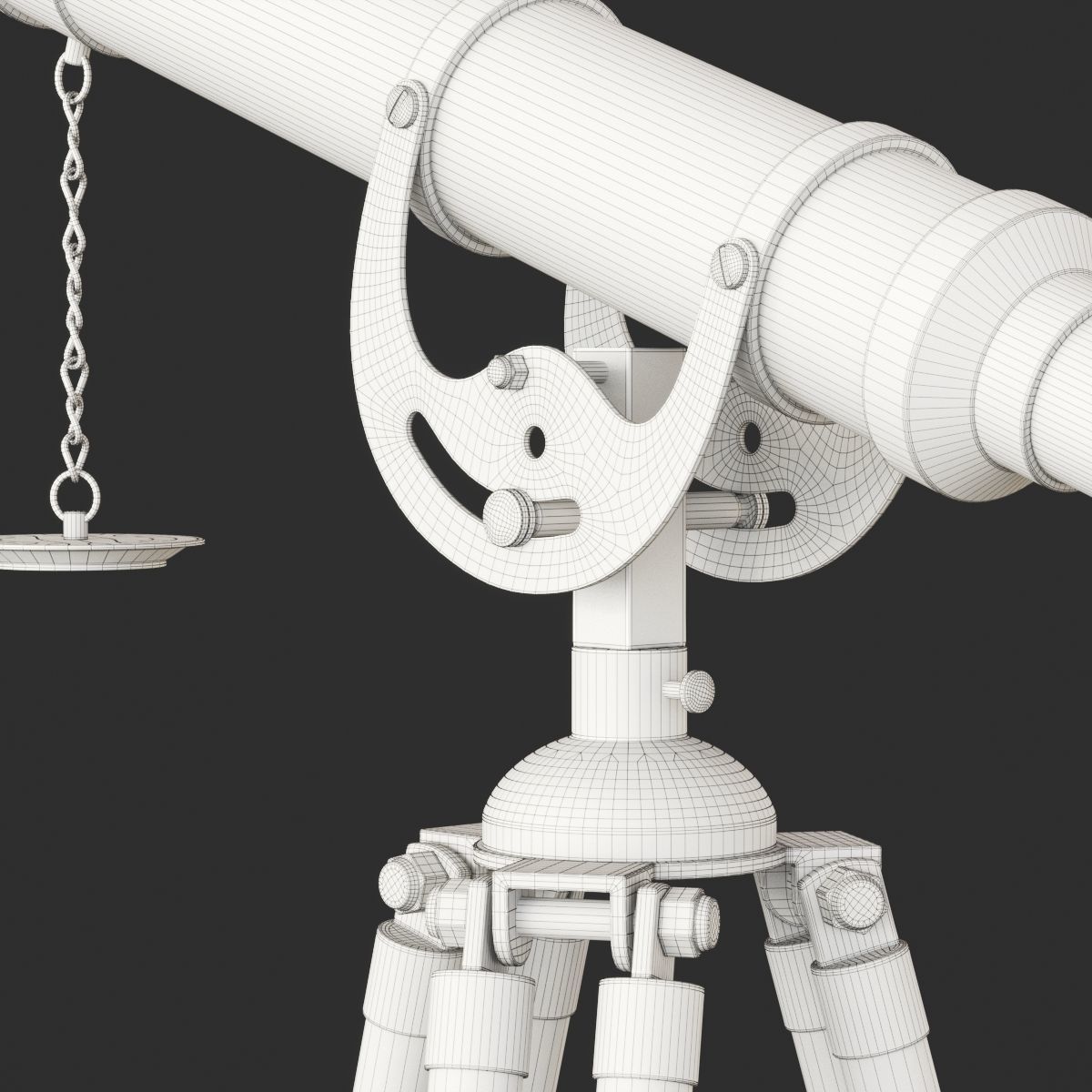 Vintage Antique Tripod Telescope 3D model_6