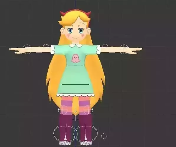 Star butterfly cartoon lowpoly animated character for game dev