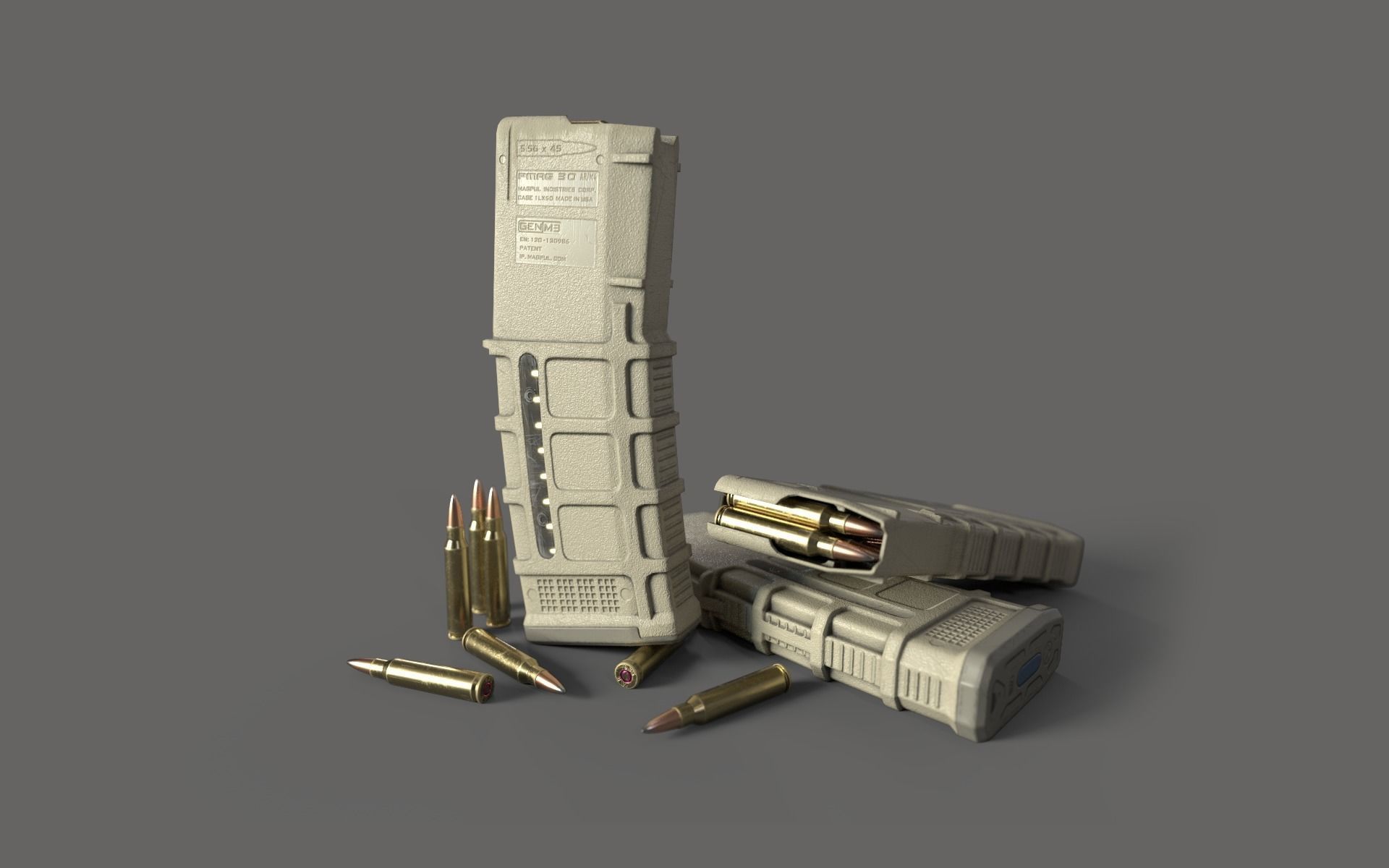 Rifle M4A1 Low-poly 3D model_39