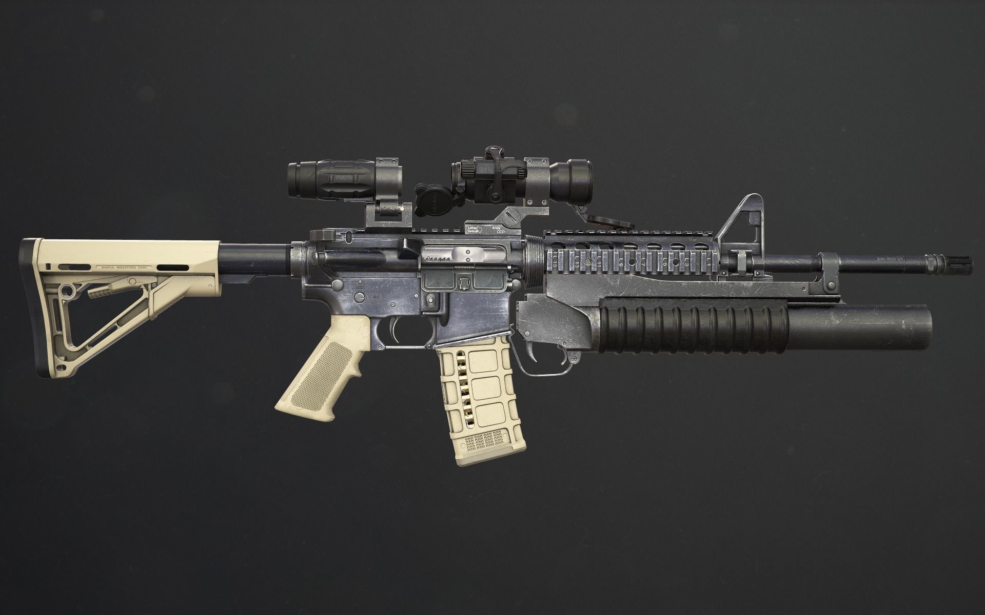 Rifle M4A1 Low-poly 3D model_23