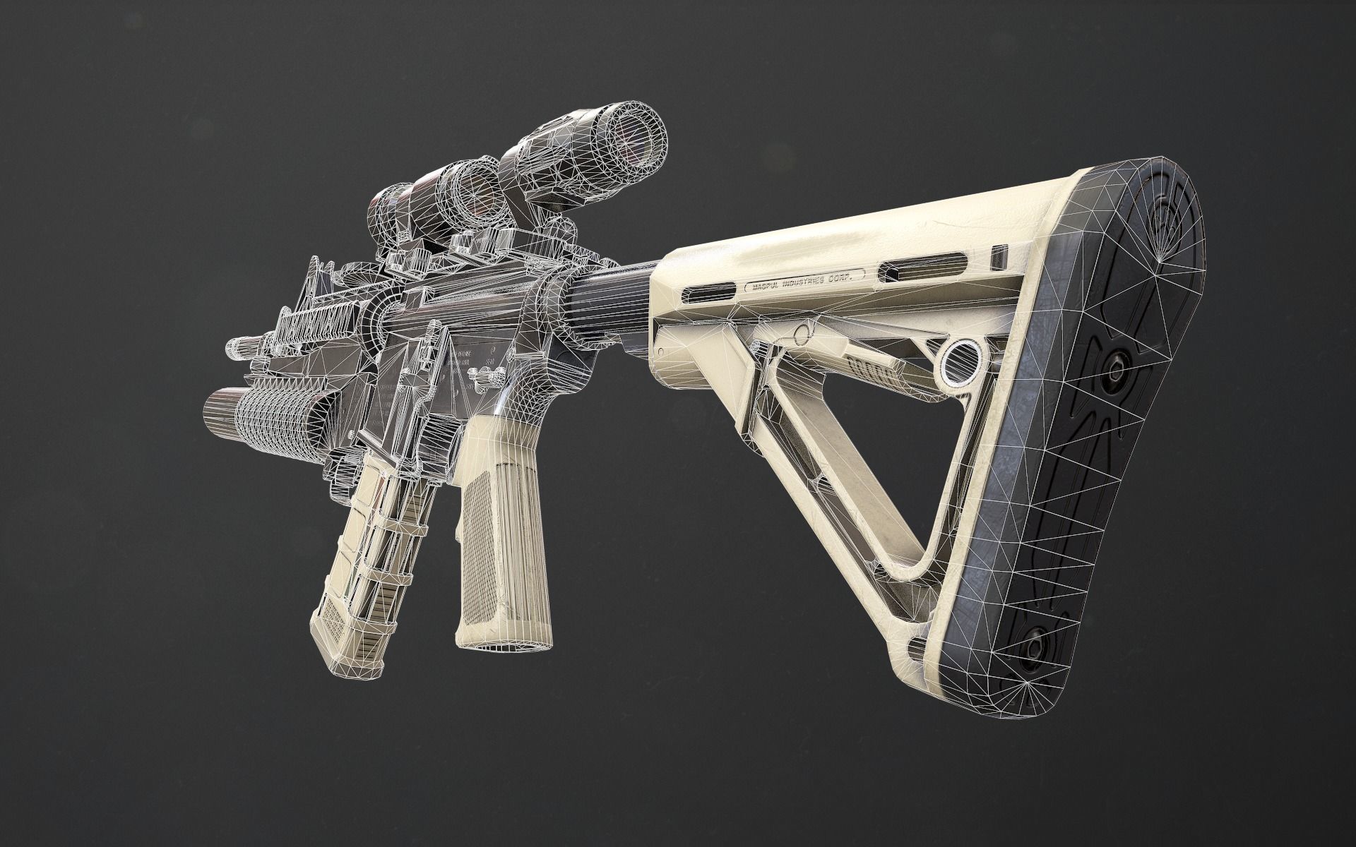 Rifle M4A1 Low-poly 3D model_35