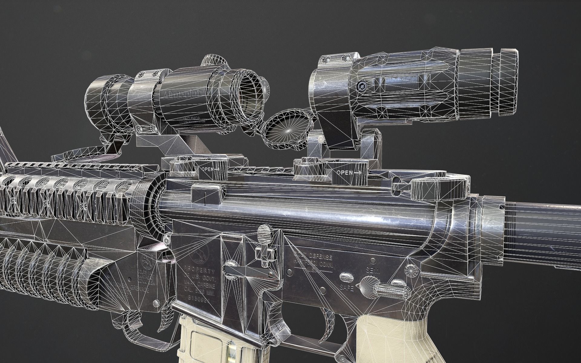 Rifle M4A1 Low-poly 3D model_18