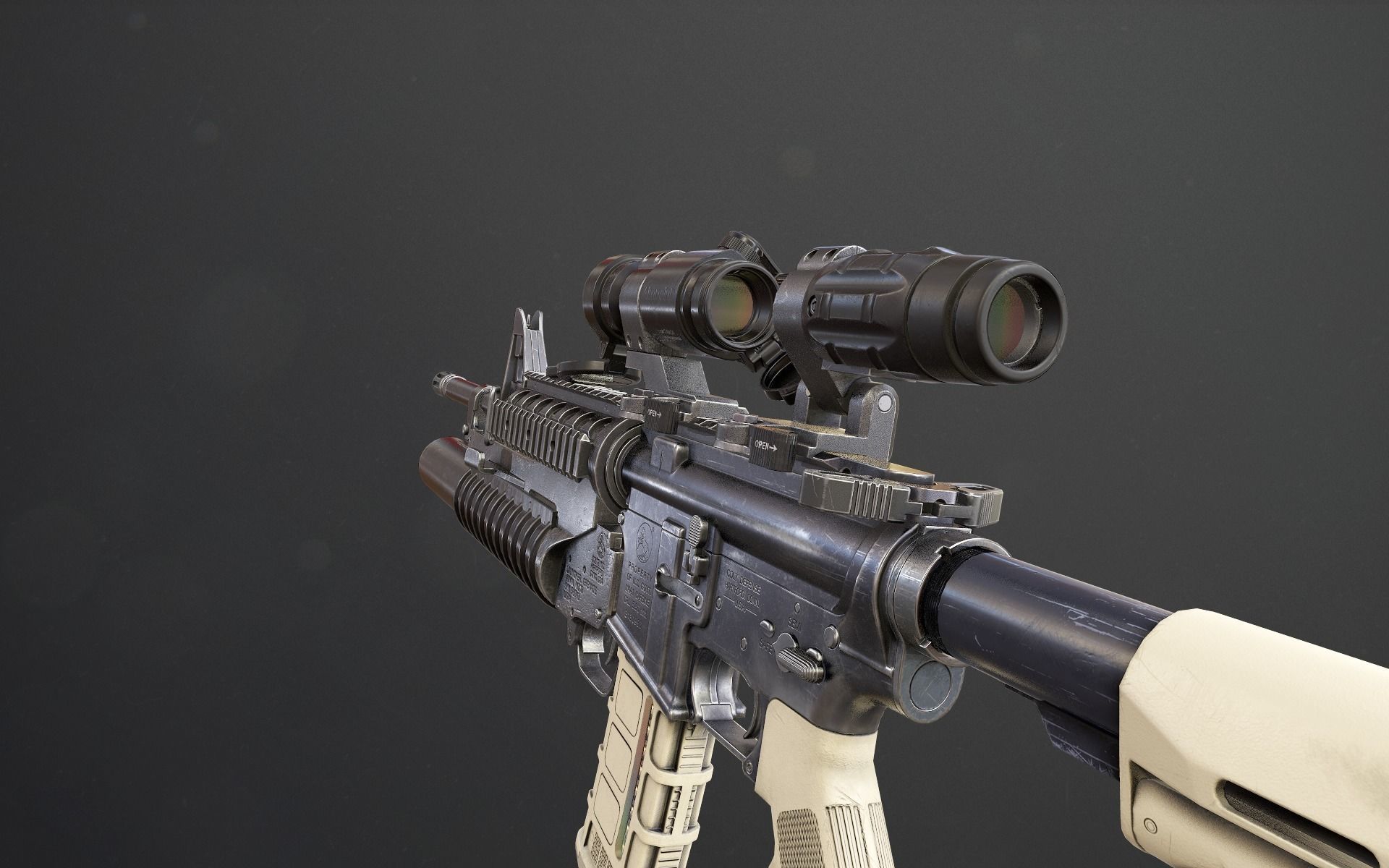 Rifle M4A1 Low-poly 3D model_21